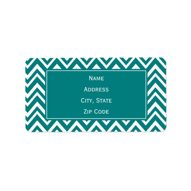 Etiqueta Padrão Chevron Branco e Teal (Frente)
