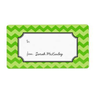 Etiqueta Padrão Chic Chevron verde para presente personaliz