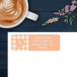 Etiqueta Padrão Clássico de Houndstooth Paquy Coral e Branc