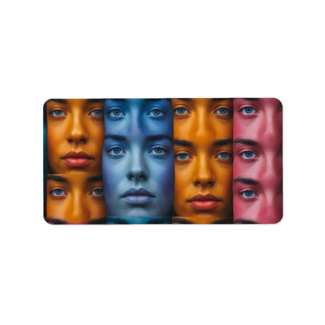 Etiqueta Padrão Colorido Faces (Frente)