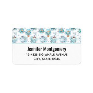 Etiqueta Padrão de Aquarela das Baleias Náuticas Cóticas
