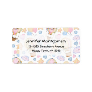 Etiqueta Padrão de Aquarela do Balão de Ar Quente