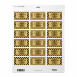 Etiqueta Padrão de arte-deco preto e dourado