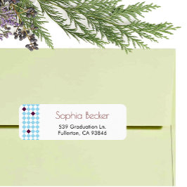 Etiqueta Padrão de Boné de formatura Azul Elegante moderno