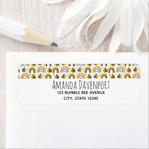 Etiqueta Padrão de Bumble Bee e Rainbows
