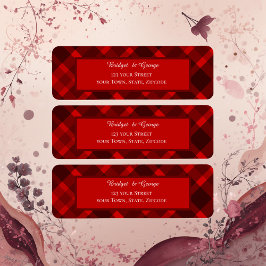 Etiqueta padrão de casamento de tartã celta escocês vermelh