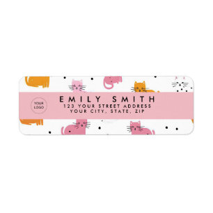 Etiqueta Padrão de Cat Playful Personalizado com Bolinhas