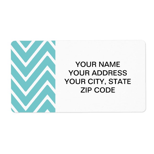 Etiqueta Padrão de Chevron Azul Teal e Branco 2 (Frente)
