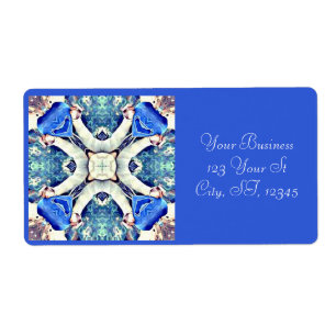 Etiqueta Padrão de corações de mandala azul Thunder_Cove