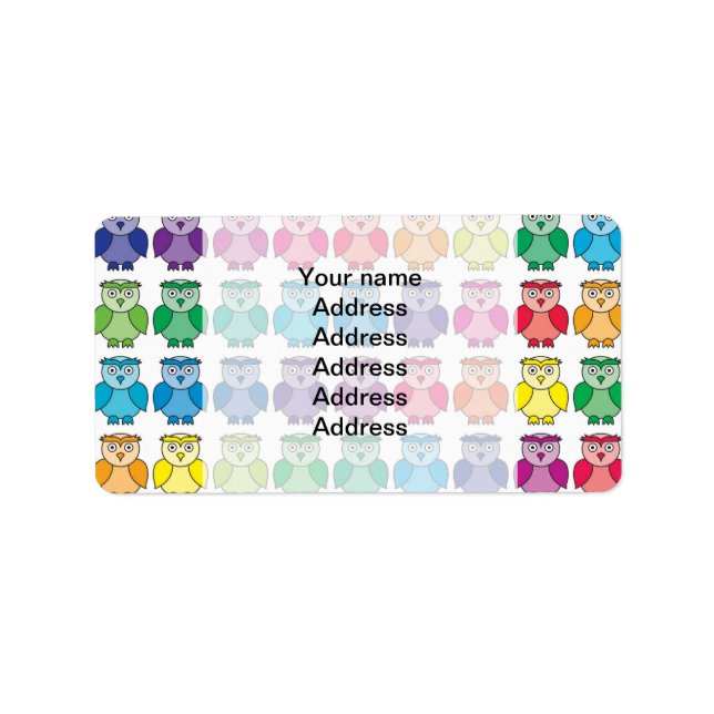 Etiqueta Padrão de Coruja Arco-Íris Cuta (Frente)