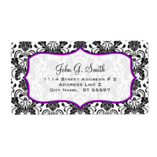 Etiqueta Padrão de Damascos Florais Retro Preto e Branco