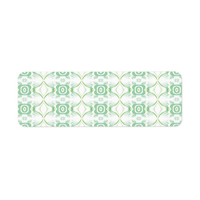 Etiqueta Padrão de Flor Verde Branco e Pálido. (Frente)