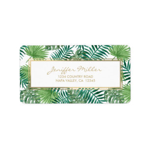 Etiqueta Padrão de Folhagem Tropical Botânica de Folhagem. 