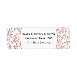 Etiqueta padrão de folhas de ouro rosa, casamento de quadro