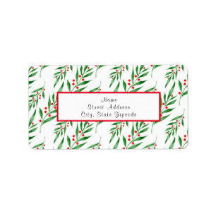 Etiqueta Padrão de Folhas e Berries