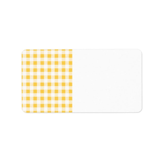 Etiqueta Padrão de Gingham Branco Amarelo (Frente)