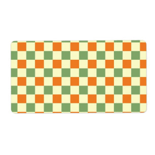 Etiqueta Padrão de Gingham - Laranja Verde Marrom