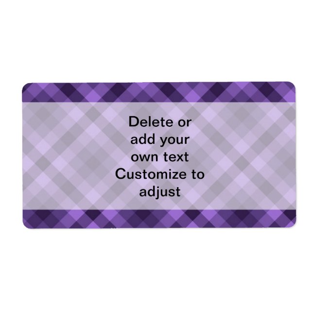 Etiqueta Padrão de gingham roxo (Frente)