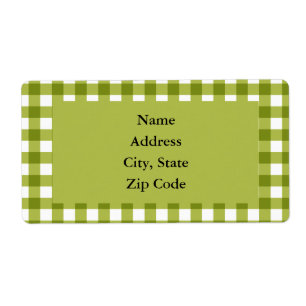 Etiqueta Padrão de Gingham Verde e Branco