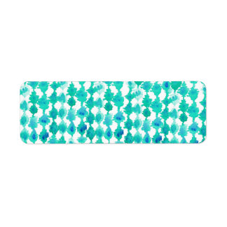 Etiqueta Padrão de Ikat de Aquarela Teal