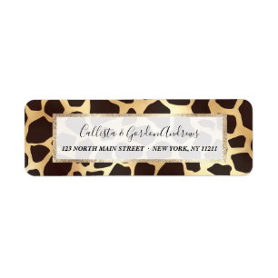 Etiqueta Padrão de Impressão Animal do Luxury Brown Giraf