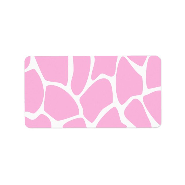 Etiqueta Padrão de Impressão de Girafa no Rosa Candi. (Frente)