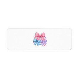 Etiqueta Padrão de Laço de Fita Fofo – Laço Rosa Azul e Rox
