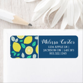 Etiqueta Padrão de limão de verão em azul Marinho