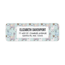 Etiqueta Padrão de Llama bonito nas Bolinhas