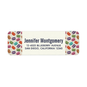 Etiqueta Padrão de Macarões Coloridos Bonitos com Bolinhas