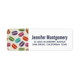 Etiqueta Padrão de Macarões Coloridos Bonitos com Bolinhas