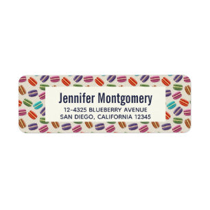 Etiqueta Padrão de Macarões Coloridos Bonitos com Bolinhas