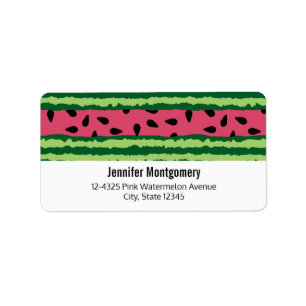 Etiqueta Padrão de Melancia Cótea rosa e verde
