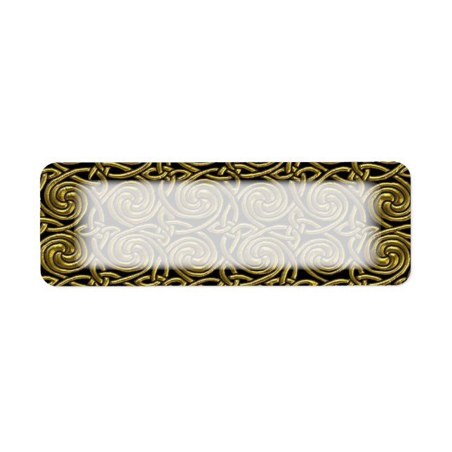 Etiqueta Padrão De Nódulos Espirais Célticos Dourados E Pre (Frente)