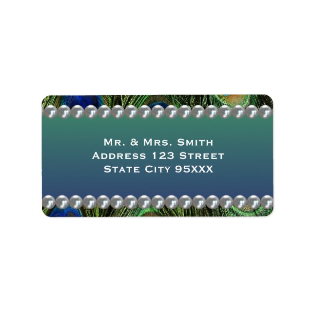 Etiqueta Padrão de Pavão com Pérolas (Frente)