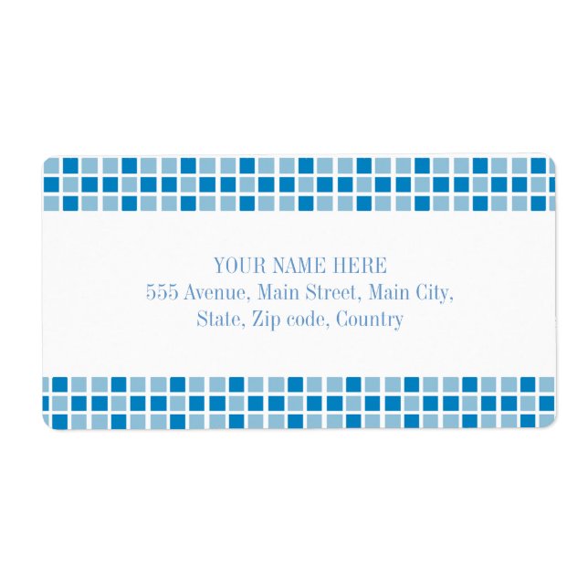 Etiqueta Padrão de quadrados azuis (Frente)