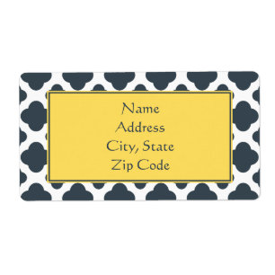 Etiqueta Padrão de Quatrefoil Branco e Amarelo