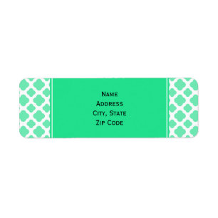 Etiqueta Padrão de Quatrefoil Verde Seafoam Mint