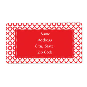 Etiqueta Padrão de Quatrefoil Vermelho