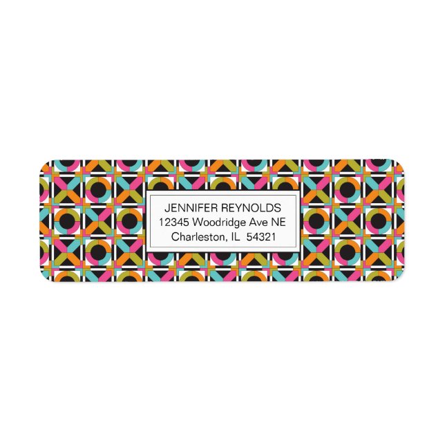 Etiqueta Padrão de Quilt do Hexágono Moderno (Frente)