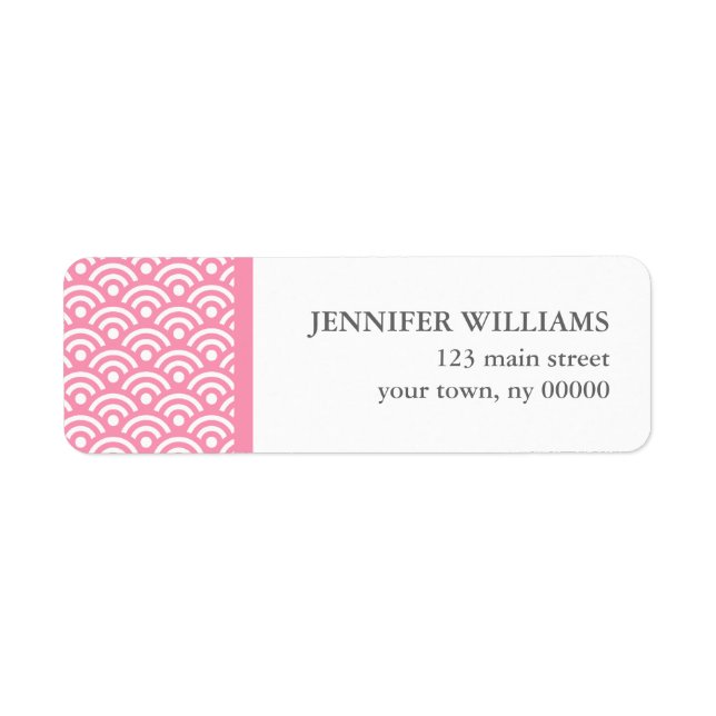 Etiqueta Padrão de Seigaiha Japonês Rosa (Frente)