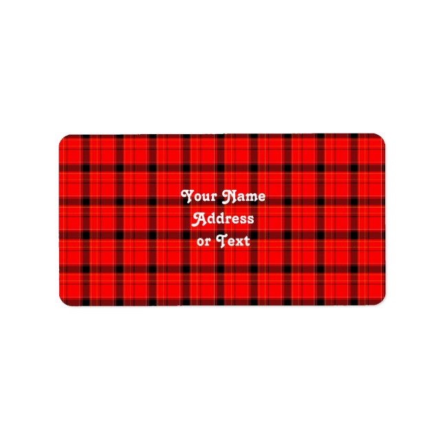 Etiqueta Padrão de Tartan da Xadrez vermelha (Frente)