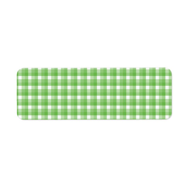 Etiqueta Padrão de verificação de Gingham. Verde e Branco. (Frente)