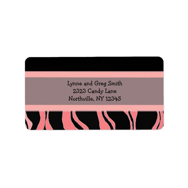 Etiqueta Padrão de zebra preto e rosa (Frente)