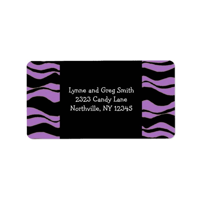 Etiqueta Padrão de zebra preto e roxo (Frente)