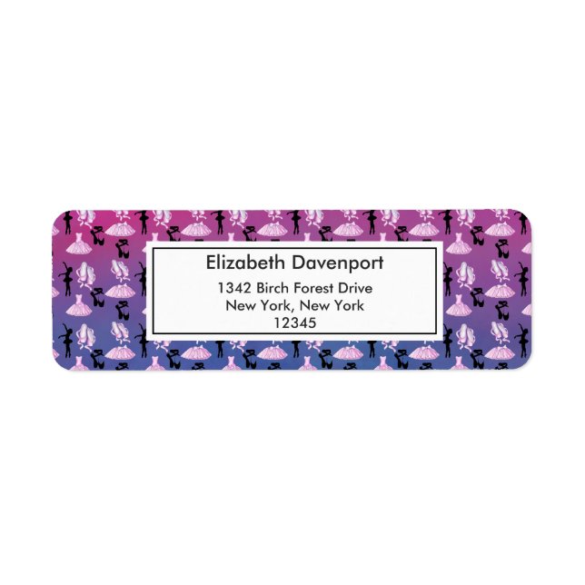 Etiqueta Padrão do balé no Gradiente Rosa e Azul (Frente)