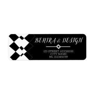 Etiqueta Padrão geométrico branco e preto esbranquiçado