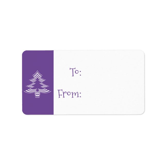 Etiqueta Padrão Icônico da Árvore de Natal Roxo/Branco (Frente)