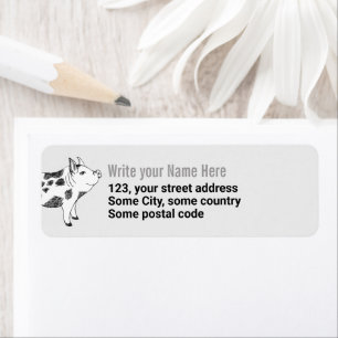 Etiqueta Padrão Minimalista de Linha de Porco Cottagecore V