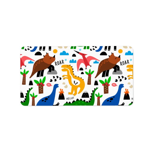 Etiqueta Padrão perfeito dos dinossauros (Frente)